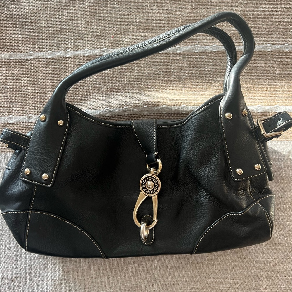 Dooney & Bourke Pebble Grain Small Logo Lock Satchel Black
